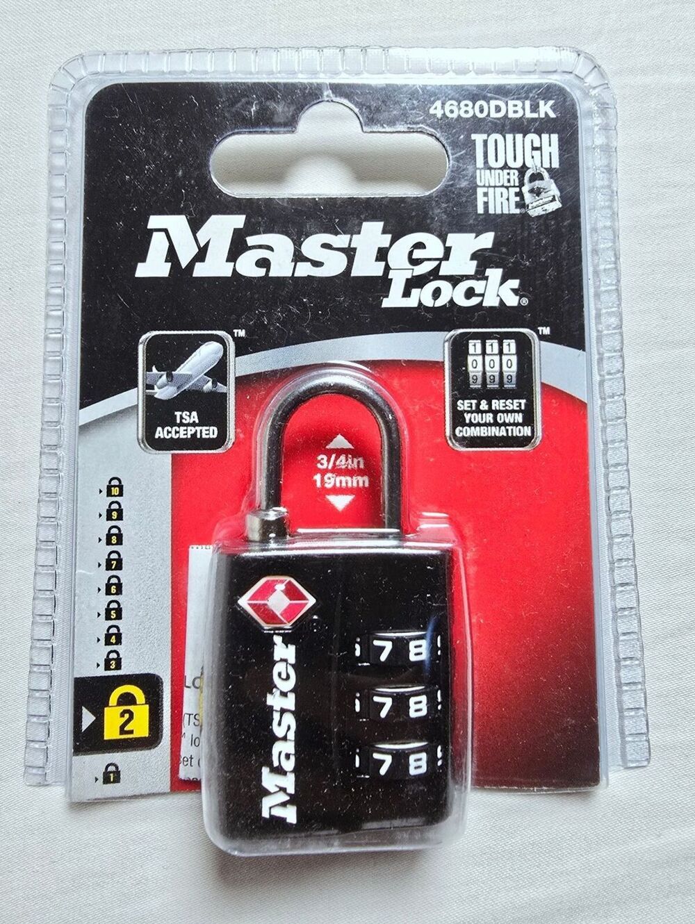 Master Lock TSA Accepted Combination Padlock 4680DBLK 3/4in Shackle